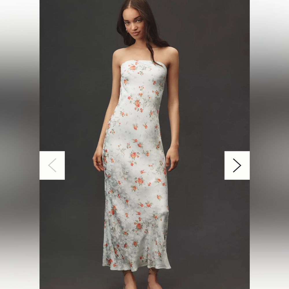 Anthropologie Mint Floral Strapless Dress